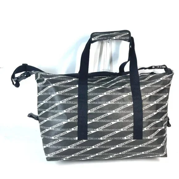 BALENCIAGA 532810 Logo Shoulder Bag Travel Bag Duffle Bag gray/Black - Picture 2 of 13